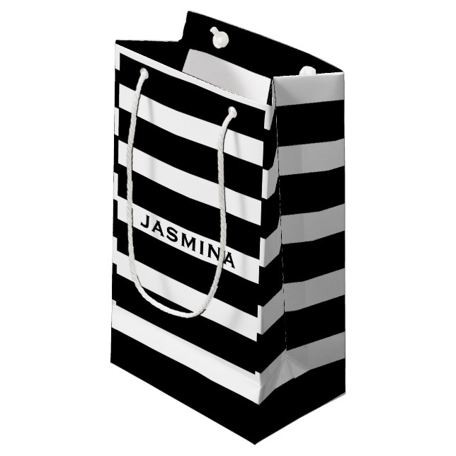 Petit Sac Cadeau Élégant Motif Moderne Blanc Et Noir 2 (Devant Angle)