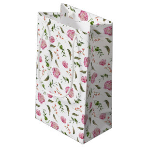 Petit Sac Cadeau Élégant Motif végétal rose
