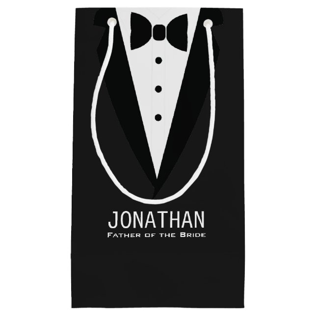 Petit Sac Cadeau Élégant Père de la mariée Mariage Tuxedo (Devant)