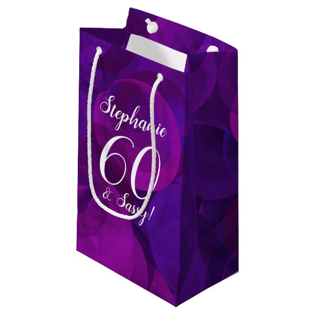 Petit Sac Cadeau Elégant Purple 60 et fête d'anniversaire Sassy (Devant Angle)