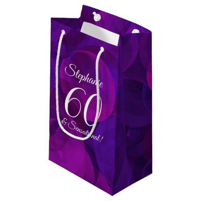 Petit Sac Cadeau Elegant Purple 60 et fête d'anniversaire sensation (Devant Angle)