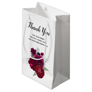 Petit Sac Cadeau Élégant Rose Magenta Merci de bouquet floral
