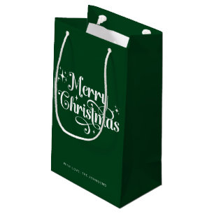 Petit Sac Cadeau Élégant script moderne vert Joyeux Noël