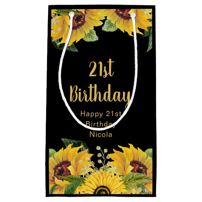 Petit Sac Cadeau Elegant Sunflowers and Foliage Birthday Party (Devant)