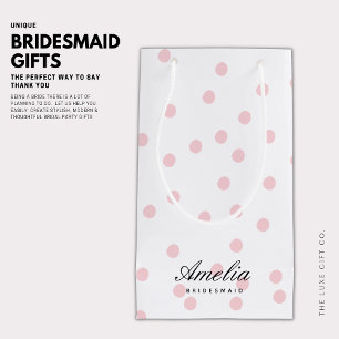Petit Sac Cadeau Élégante demoiselle d'école moderne Pink Poka Dot
