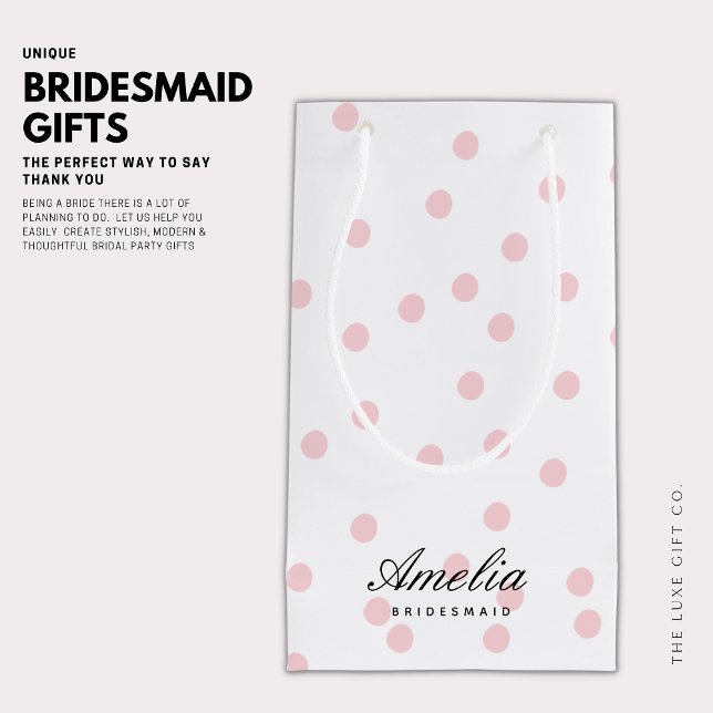 Petit Sac Cadeau Élégante demoiselle d'école moderne Pink Poka Dot (Créateur téléchargé)