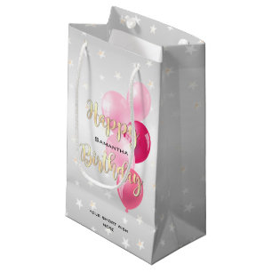 Petit Sac Cadeau Élégante étoile, joyeux anniversaire et ballons