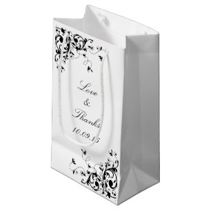 Petit Sac Cadeau Elégante Mariage noir & blanc