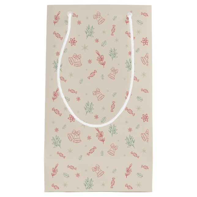 Petit Sac Cadeau Éléments de Noël minimaux mignons (Devant)
