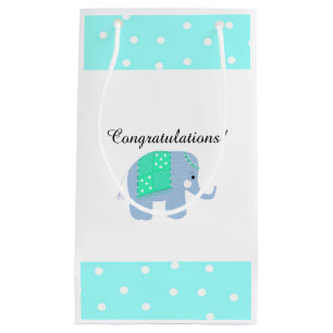 Petit Sac Cadeau Éléphant Indien Bleu