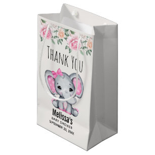 Petit Sac Cadeau Eléphant mou rose et Baby shower Rose