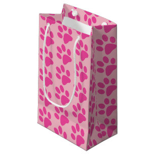 Petit Sac Cadeau Empreinte de patte d'animal rose