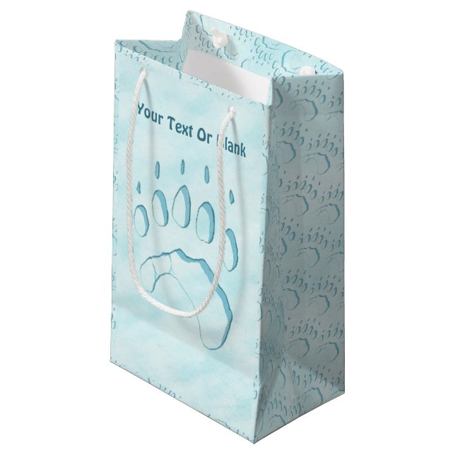 Petit Sac Cadeau Empreinte de patte d'ours polaire (Devant Angle)