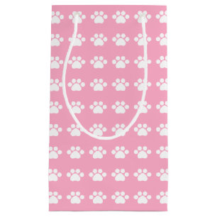 Petit Sac Cadeau Empreintes de pattes sur l'arrière - plan rose