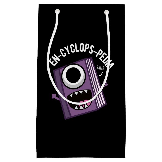 Petit Sac Cadeau En-cyclops-pedia Funny Encyclopedia Pun Dark BG (Devant)