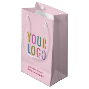 Petit Sac Cadeau en Papier Rose Personnalisé avec 