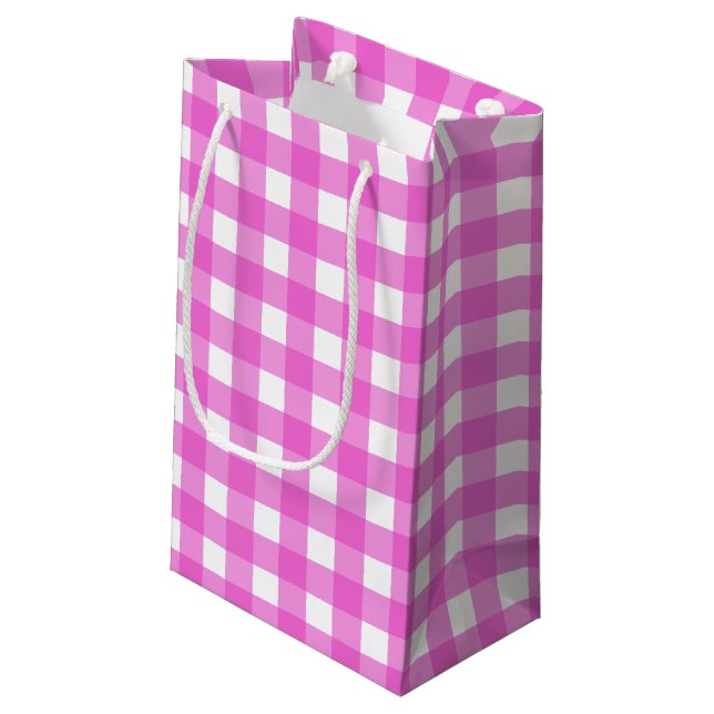 Petit Sac Cadeau En vichy rose (Dos Angle)