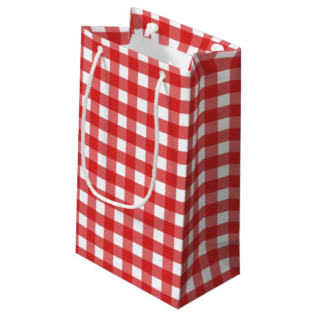 Petit Sac Cadeau En vichy rouge et blanc (Dos Angle)