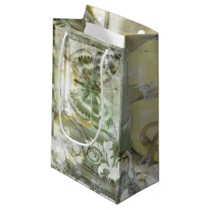 Petit Sac Cadeau Encart vert de papillon avec la porte de
