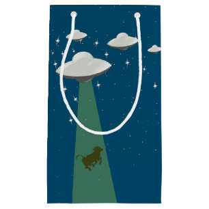 Petit Sac Cadeau Enlèvement d'une vache Alien par soucoupe volante