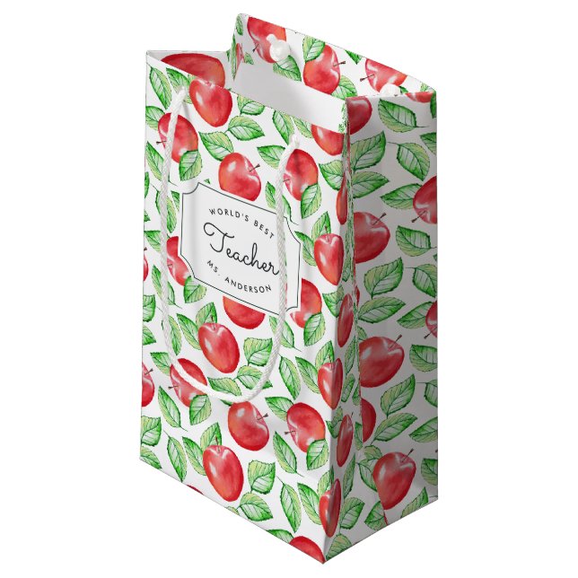 Petit Sac Cadeau Enseignant personnalisé Motif Apple (Devant Angle)