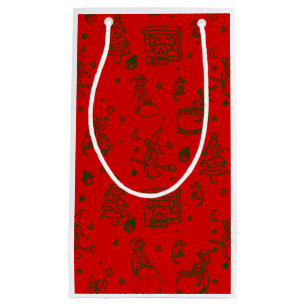 Petit Sac Cadeau épiphanie noël sorcière befana rouge