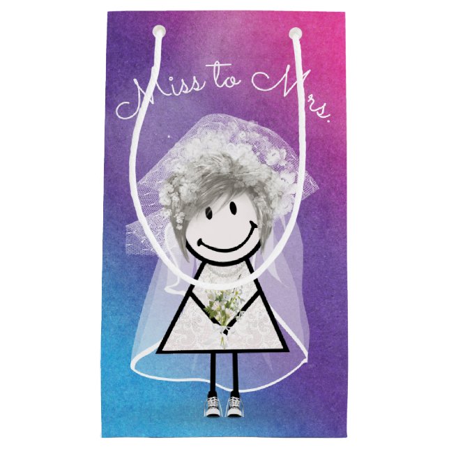 Petit Sac Cadeau Épouse Stick Girl En Basket (Devant)