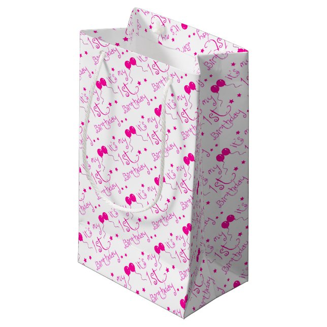 Petit Sac Cadeau ęr thème de fille d'anniversaire (Devant Angle)