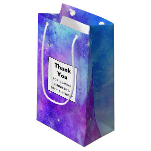 Petit Sac Cadeau Espace de galaxie violette et bleue Merci d'annive