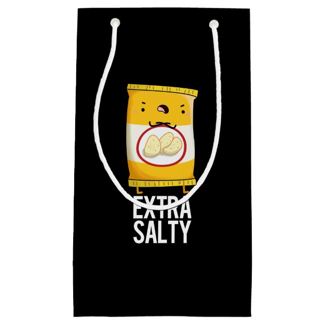 Petit Sac Cadeau Extra Salty Funny Salty Snack Pun Dark BG (Devant)