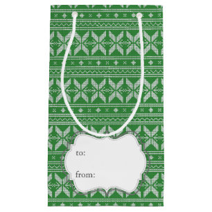 Petit Sac Cadeau Fairisle Noël Motif