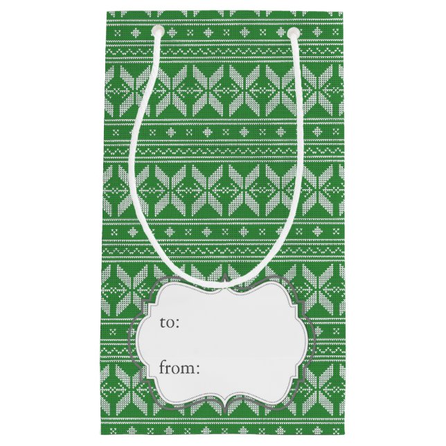 Petit Sac Cadeau Fairisle Noël Motif (Devant)