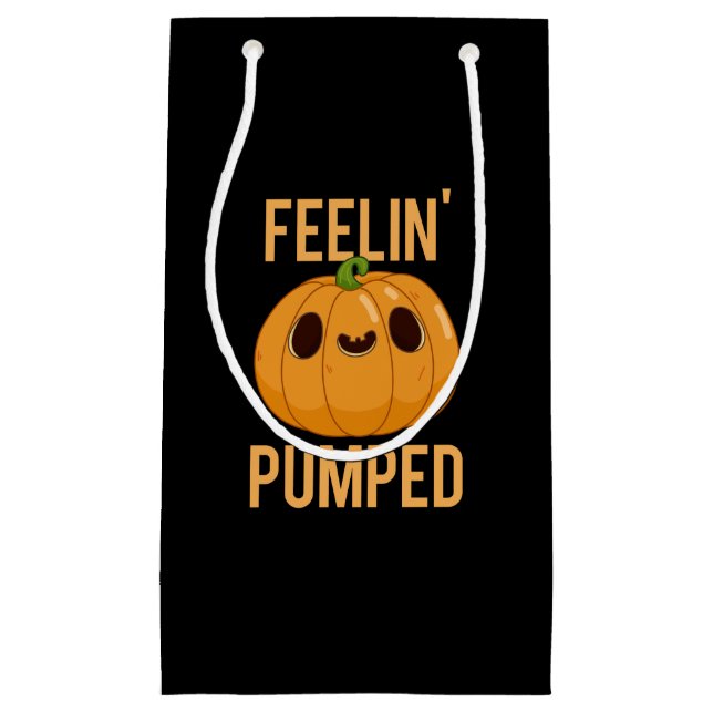 Petit Sac Cadeau Feelin Pompé Funky Citrouille Pun Dark BG (Devant)