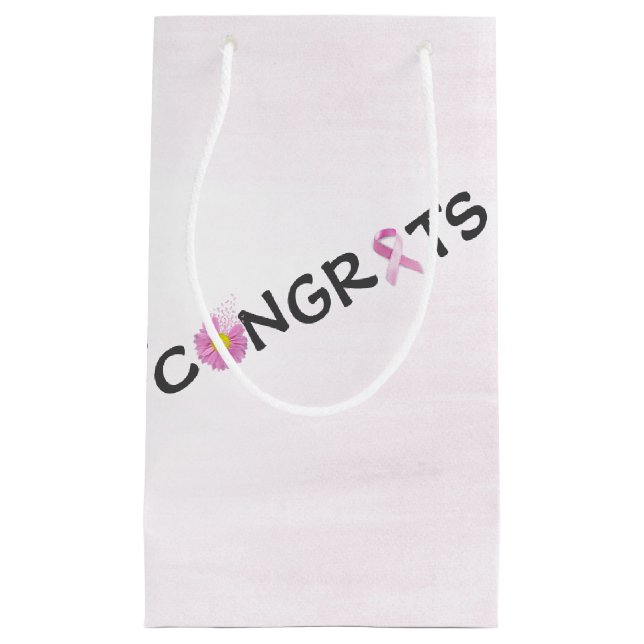 Petit Sac Cadeau Félicitations Cancer du sein Rubans roses (Devant)