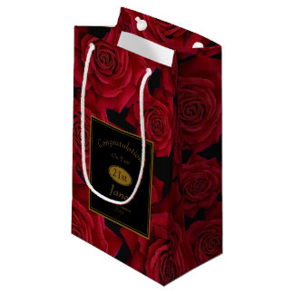 Petit Sac Cadeau Félicitations élégantes d'anniversaire de rose