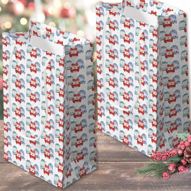 Petit Sac Cadeau Festif Motif de sueur moche Noël (Festive Ugly Sweater Pattern Christmas Small Gift Bag)