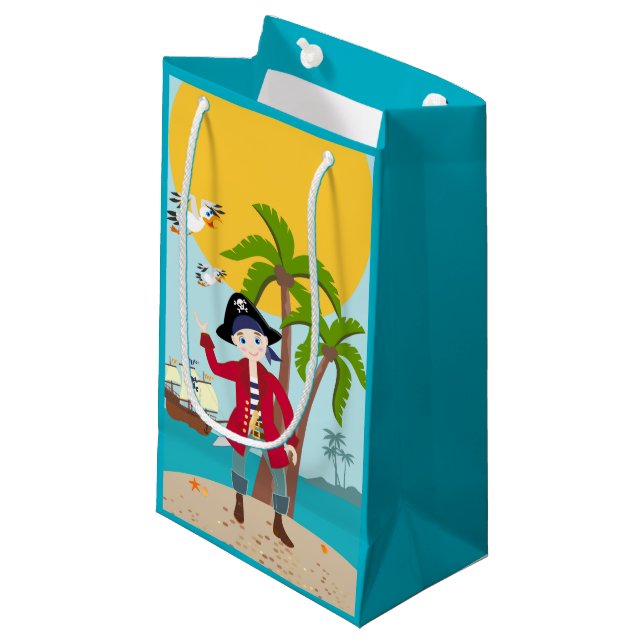 Petit Sac Cadeau Fête d'anniversaire d'enfant de pirate (Devant Angle)