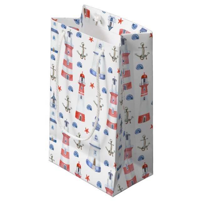 Petit Sac Cadeau fête de la plage du phare carrelé (Devant Angle)