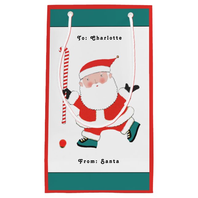 Petit Sac Cadeau Fête de Noël de Hockey sur gazon (Devant)