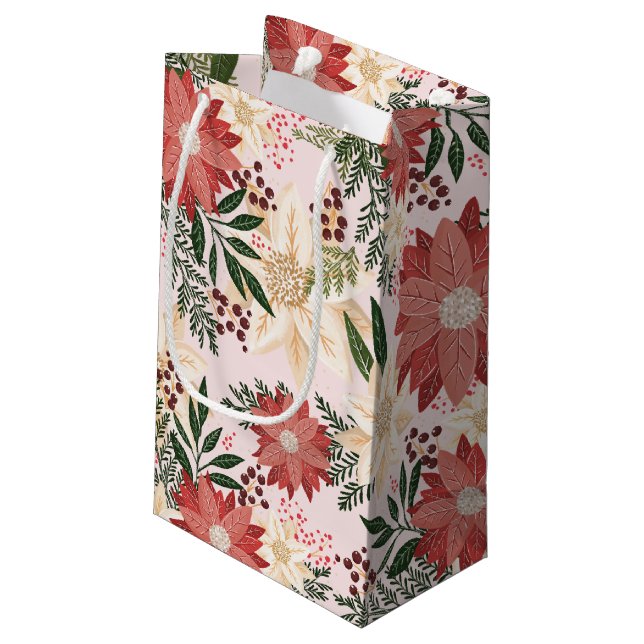 Petit Sac Cadeau Fête de Noël élégant et moderne Poinsettia (Dos Angle)