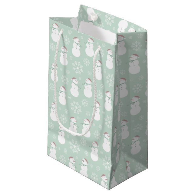 Petit Sac Cadeau Fête de Noël motif vert clair (Devant Angle)