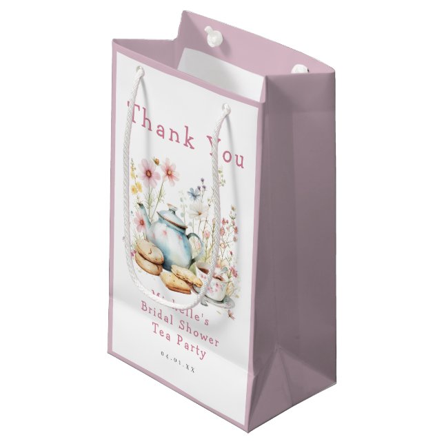 Petit Sac Cadeau Fête de thé de mariage floral (Devant Angle)