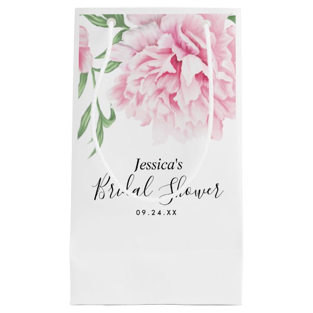 Petit Sac Cadeau Fête des mariées d'aquarelle rose Peony (Devant)