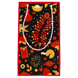 Petit Sac Cadeau Fête du Nouvel An Chinois Rouge & Noir