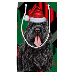 Petit Sac Cadeau Fête Noir Russe Terrier Plaqué Noël