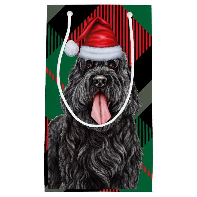 Petit Sac Cadeau Fête Noir Russe Terrier Plaqué Noël (Devant)