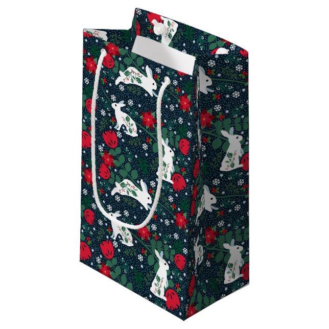 Petit Sac Cadeau Fêtes de Noël de lapin Folk (Devant Angle)