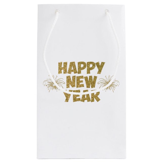 Petit Sac Cadeau feu de la nouvelle année or happy (Dos)