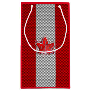 Petit Sac Cadeau Feuille d'érable canadienne de chrome sur des