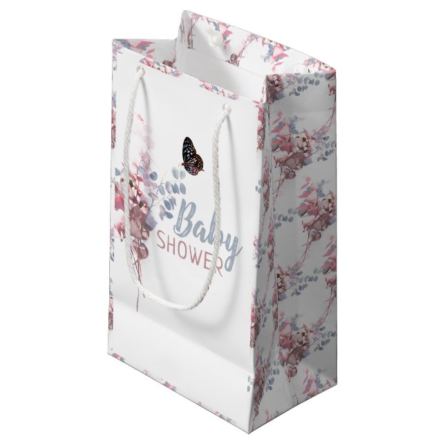 Petit Sac Cadeau Feuilles papillon Baby shower élégant (Devant Angle)